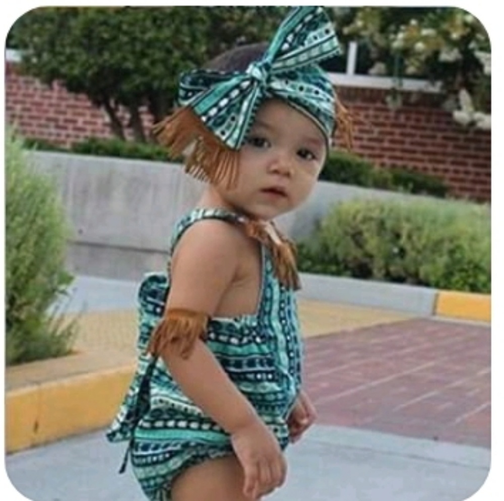 Girls Baby Ocean Blue Romper